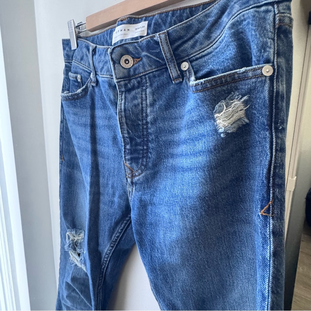 Topman Distressed Blue Jeans